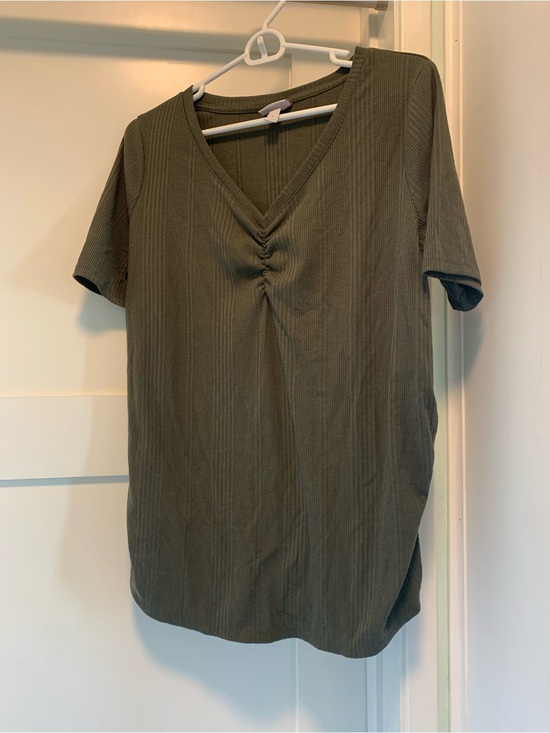 Isabel Maternity by Ingrid & Isabel Tops - Isabel Maternity by Ingrid & Isabel Olive • V-Neck Short Sleeve Top